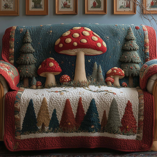 Forest Mushroom Quilted Sofa Cover GFTOQM1353