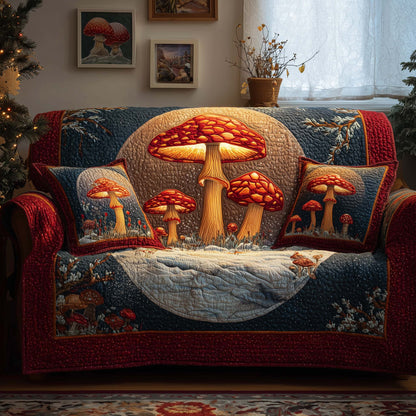 Glowing Mushrooms Quilted Sofa Cover GFTOQM1355