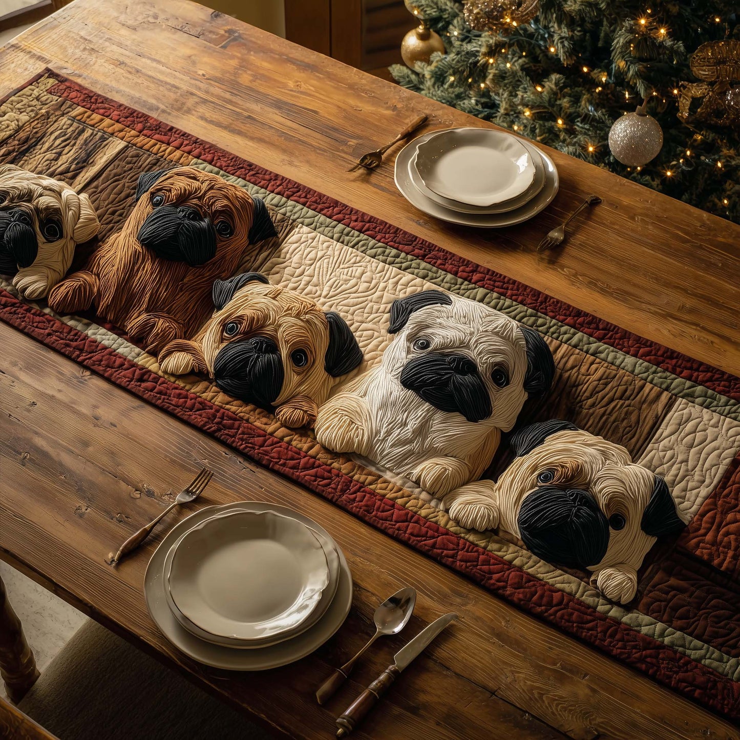 Pug Parade Quilted Table Runner GFTOQM1365