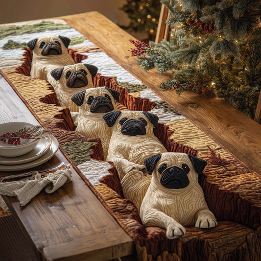 Tunnel Pugs Quilted Table Runner GFTOQM1366