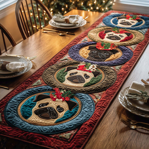 Festive Pugs Quilted Table Runner GFTOQM1367