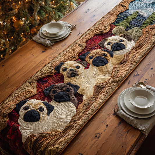 Forest Pugs Quilted Table Runner GFTOQM1369