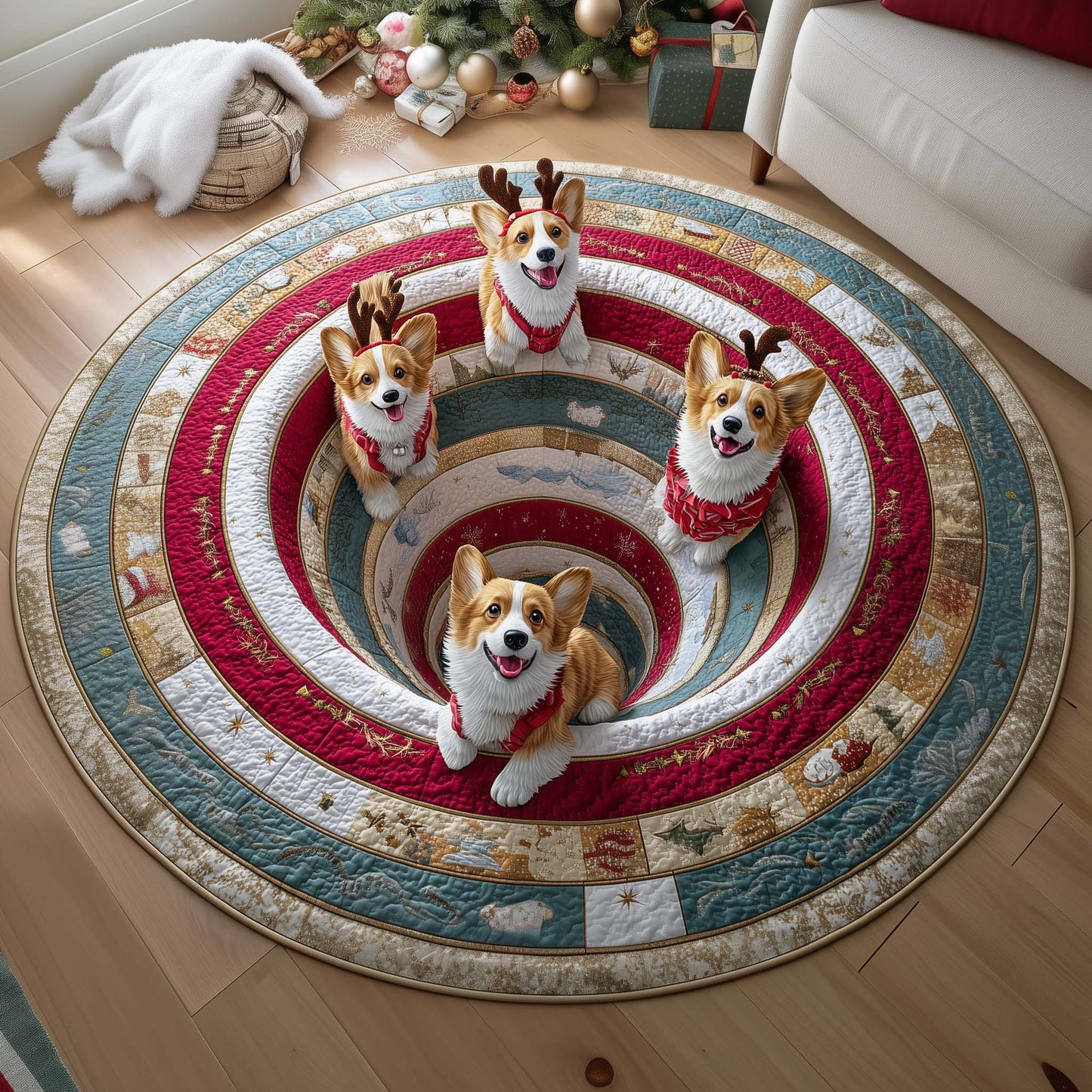 Depth Corgi Quilted Round Mat GFTOQM139