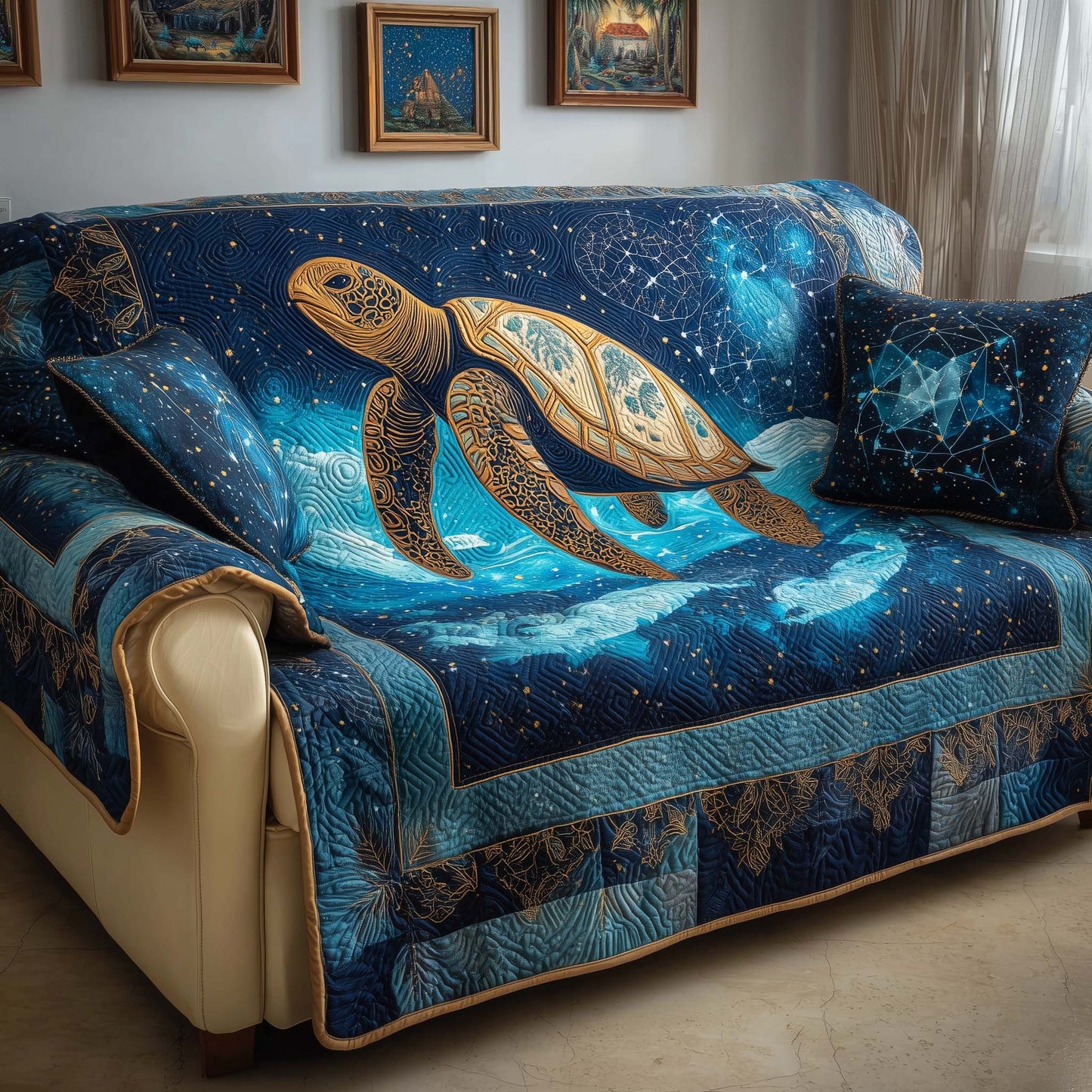 Cosmic Turtle Quilted Sofa Cover GFTOQM1470
