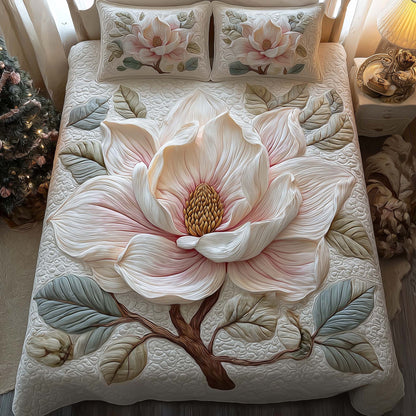 Magnolia Bloom 3-Piece Quilted Bedding Set GFTOQM1474
