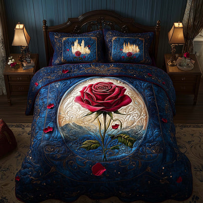 Castle Rose 3-Piece Quilted Bedding Set GFTOQM1478