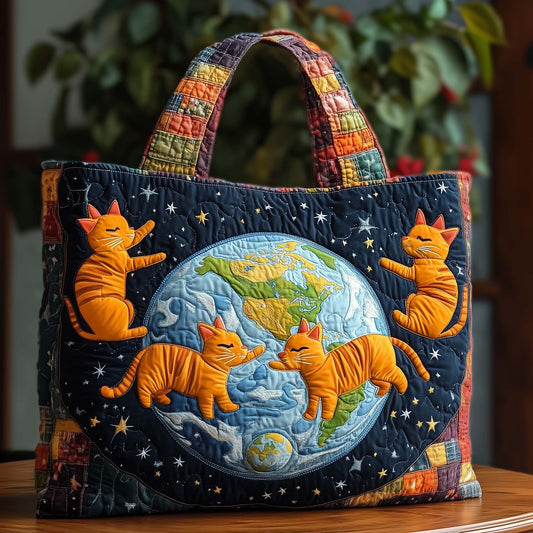 Cat and Earth Quilted Tote Bag GFTOQM14