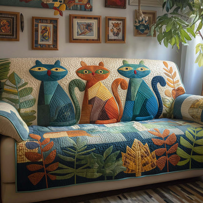 Forest Cats Quilted Sofa Cover GFTOQM1502