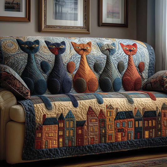 Town Cats Quilted Sofa Cover GFTOQM1503
