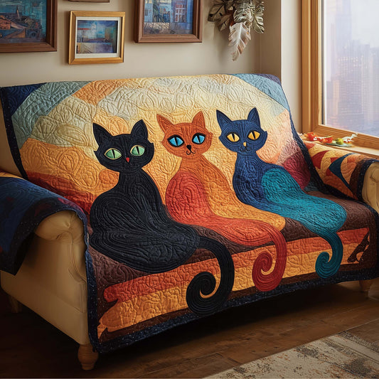 Sunset Cats Quilted Sofa Cover GFTOQM1504