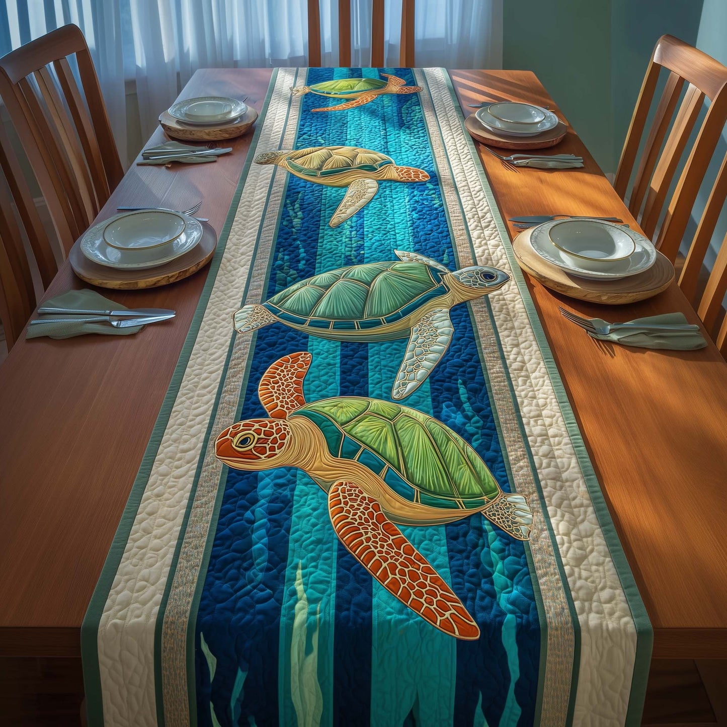 Ocean Turtles Quilted Table Runner GFTOQM1514