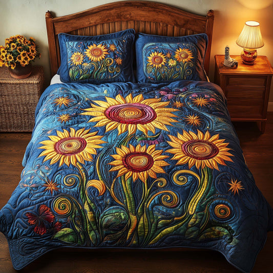 Star Sunflowers 3-Piece Quilted Bedding Set GFTOQM1517