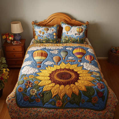 Balloon Sunflower 3-Piece Quilted Bedding Set GFTOQM1518