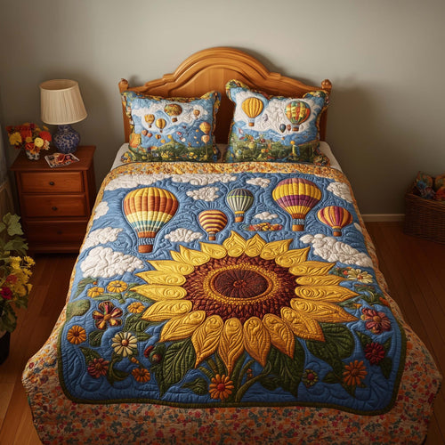 Balloon Sunflower 3-Piece Quilted Bedding Set GFTOQM1518
