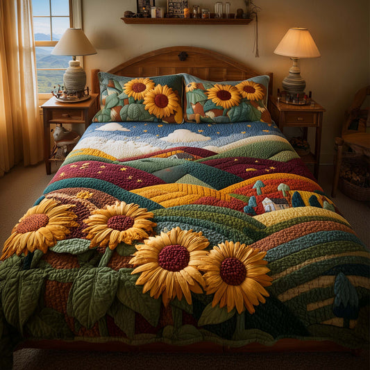 Meadow Sunflowers 3-Piece Quilted Bedding Set GFTOQM1519