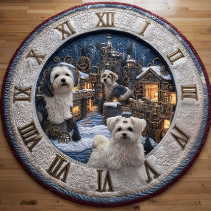 Clock Shih Tzu Quilted Round Mat GFTOQM151