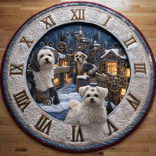 Clock Shih Tzu Quilted Round Mat GFTOQM151