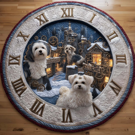 Clock Shih Tzu Quilted Round Mat GFTOQM151