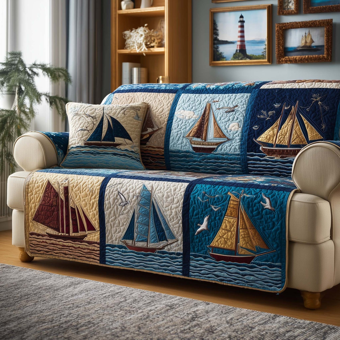 Sail Panels Quilted Sofa Cover GFTOQM1551