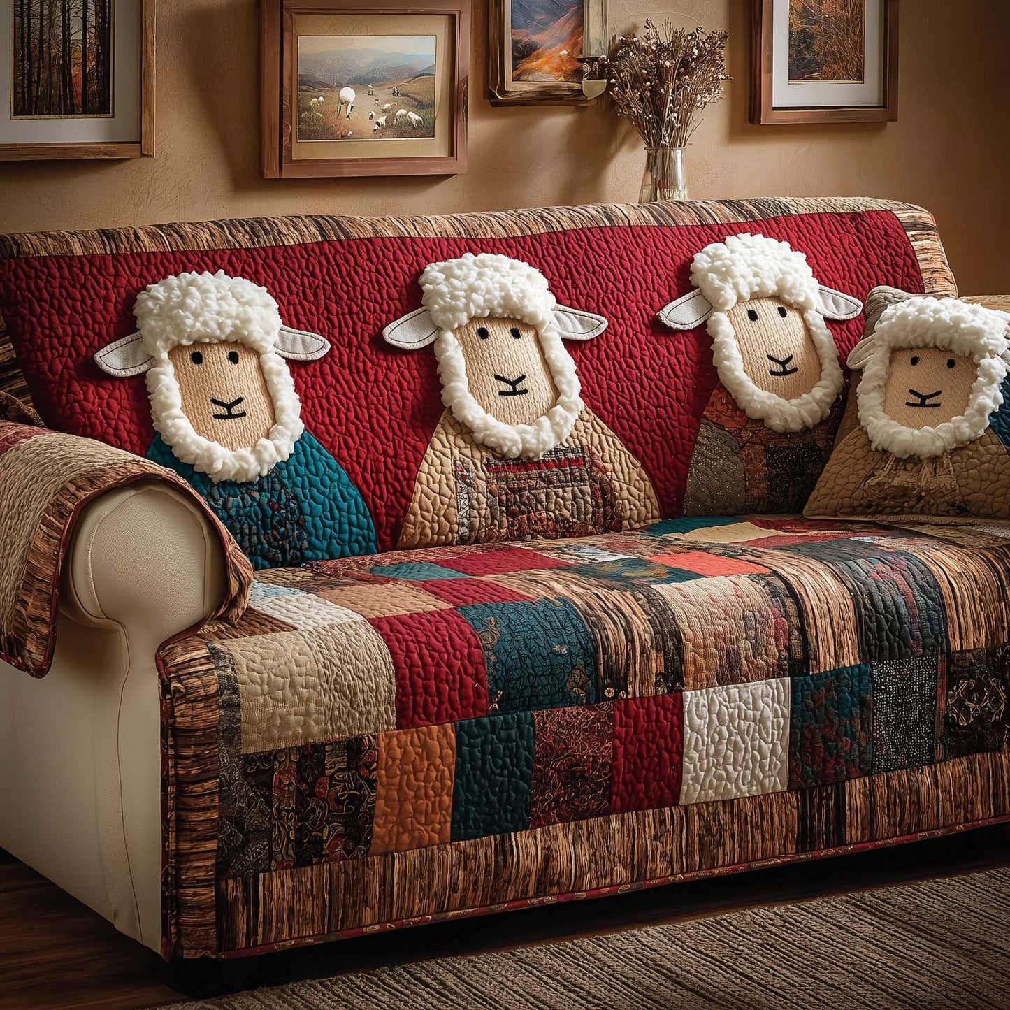 Cozy Flock Quilted Sofa Cover GFTOQM1555