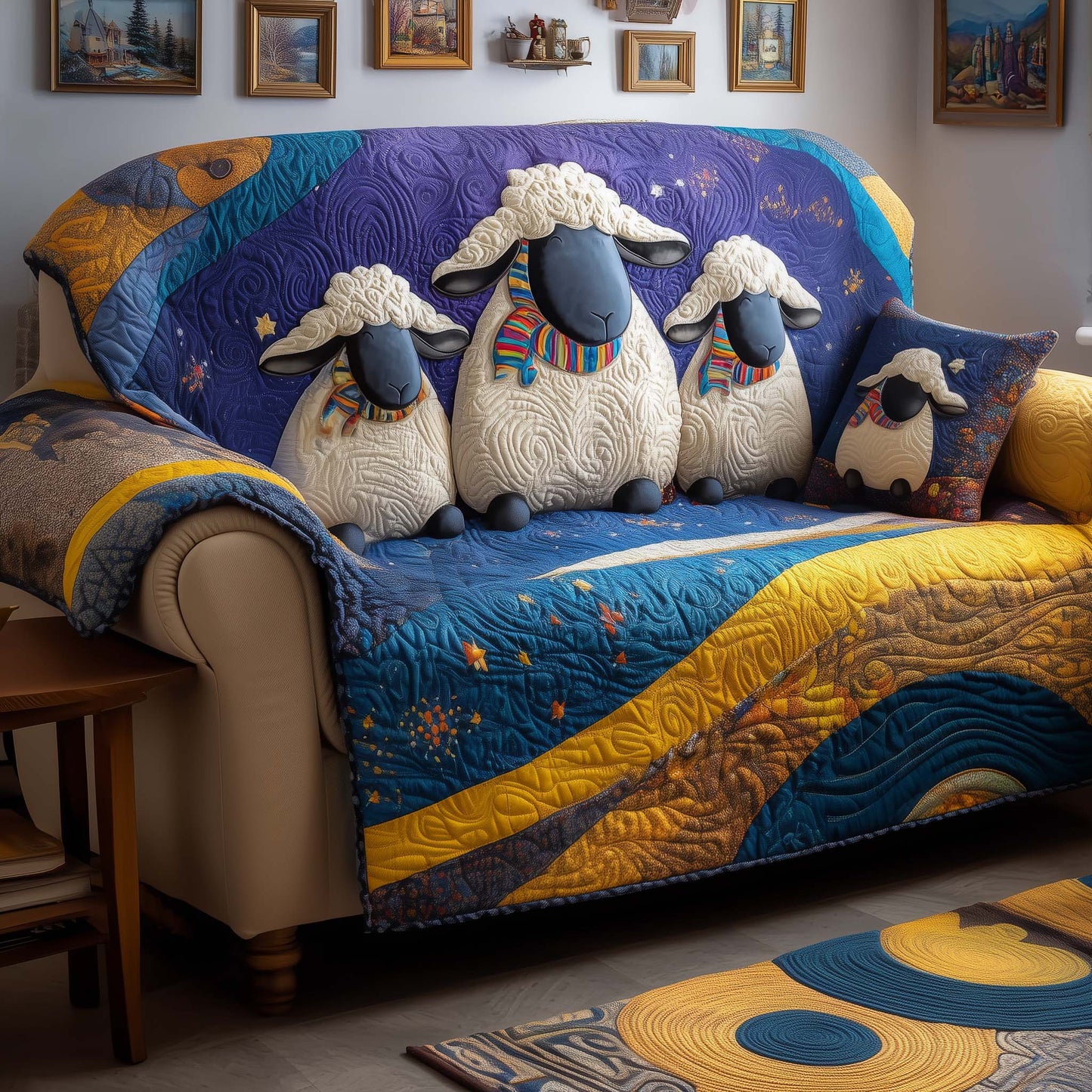 Starlit Sheep Quilted Sofa Cover GFTOQM1556