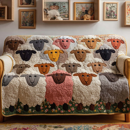 Rainbow Flock Quilted Sofa Cover GFTOQM1559