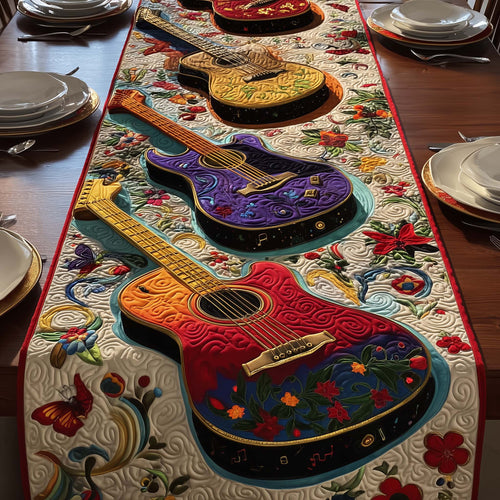 Floral Guitars Quilted Table Runner GFTOQM1564