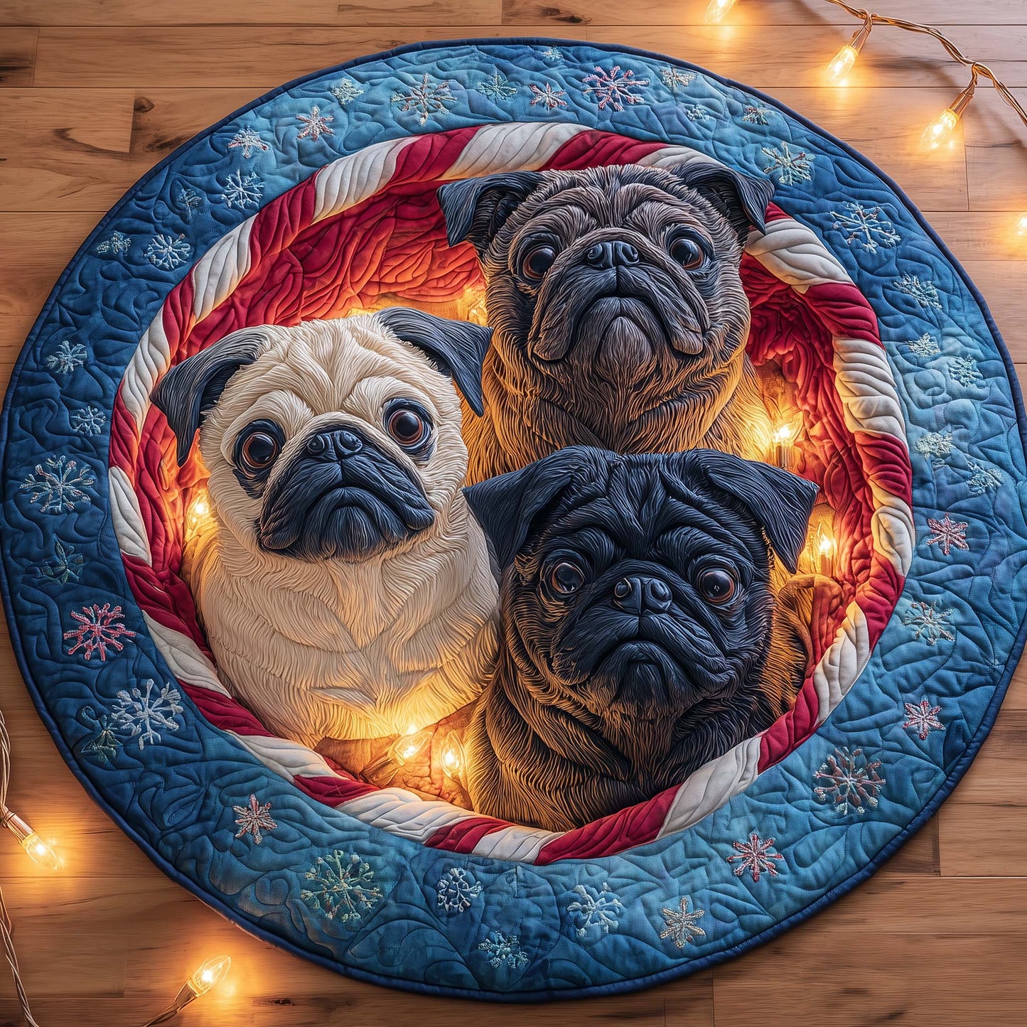 Pug Quilted Round Mat GFTOQM156