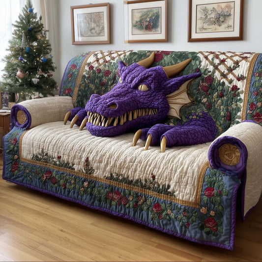 Amethyst Dragon Quilted Sofa Cover GFTOQM1597