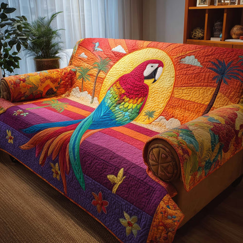 Sunset Macaw Quilted Sofa Cover GFTOQM1599