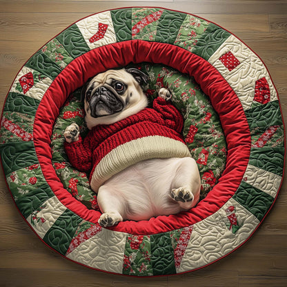 Pug Quilted Round Mat GFTOQM159