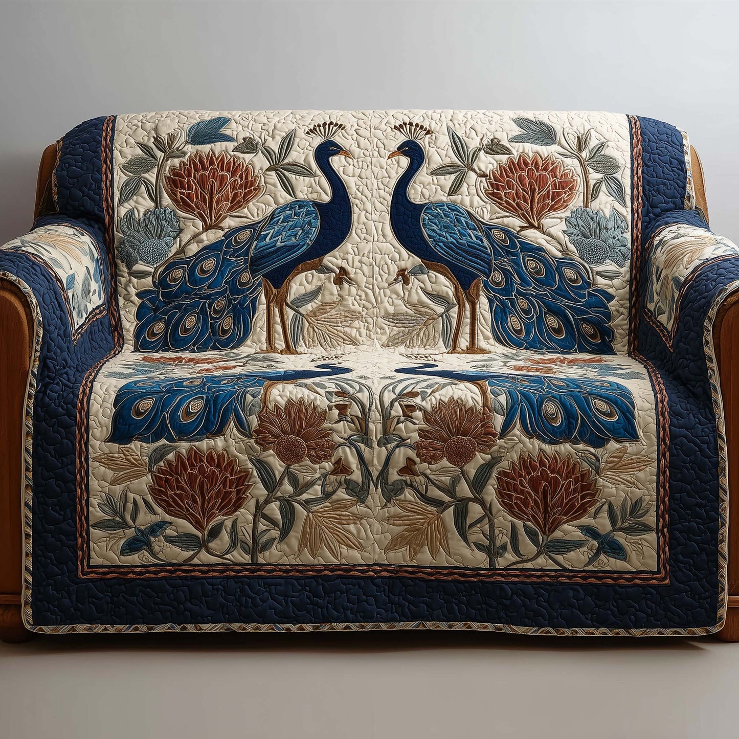 Royal Peacocks Quilted Sofa Cover GFTOQM1600
