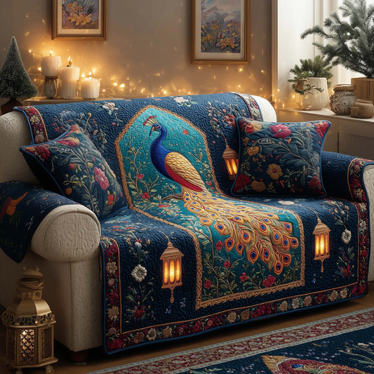 Lantern Peacock Quilted Sofa Cover GFTOQM1602