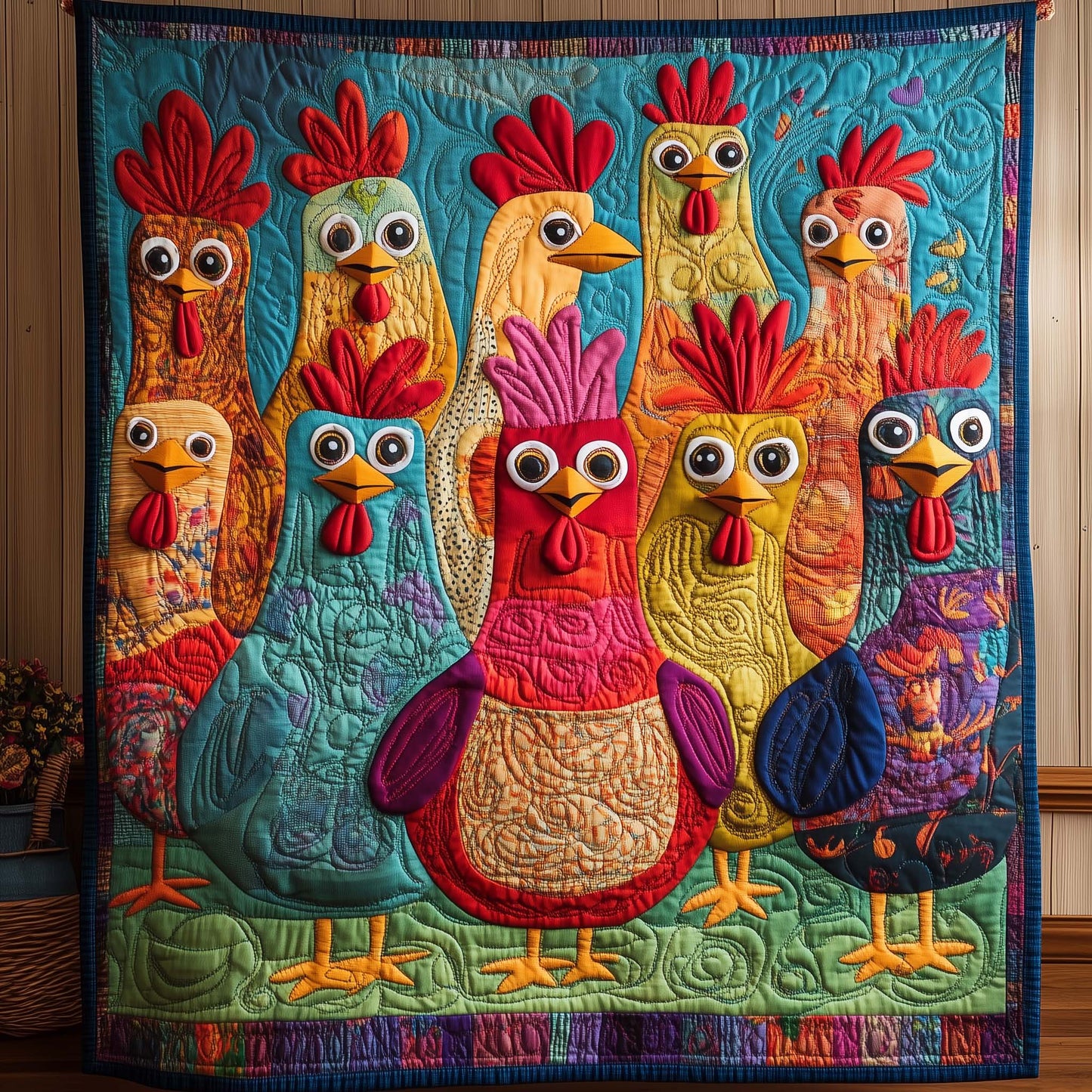 Playful Roosters Quilted Blanket GFTOQM1638