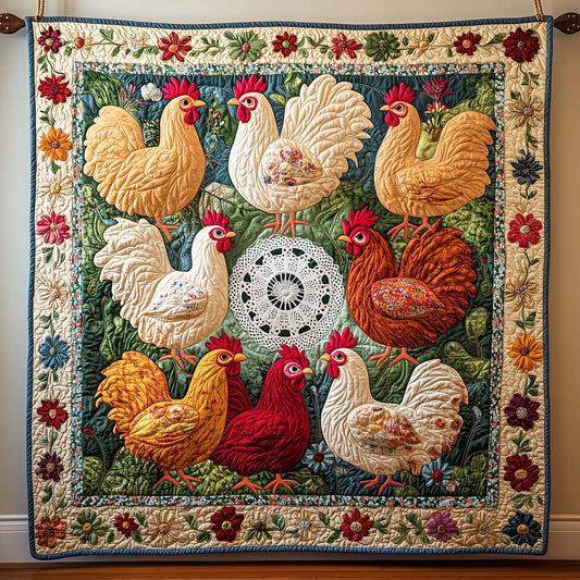 Heirloom Hens Quilted Blanket GFTOQM1641