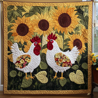 Sunflower Hens Quilted Blanket GFTOQM1642