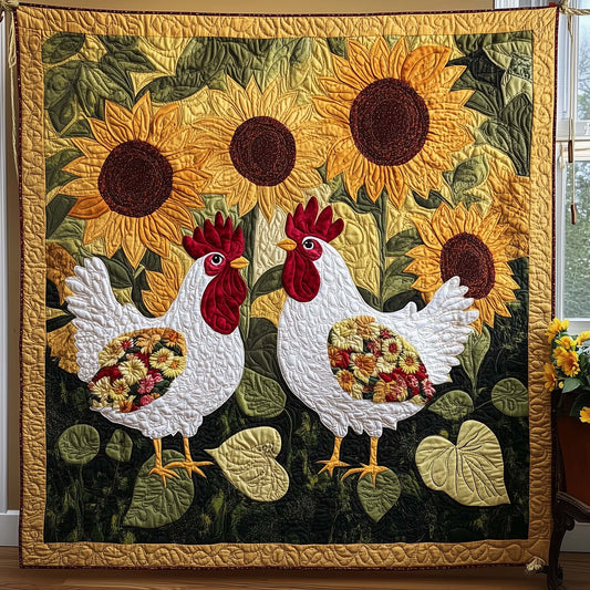 Sunflower Hens Quilted Blanket GFTOQM1642