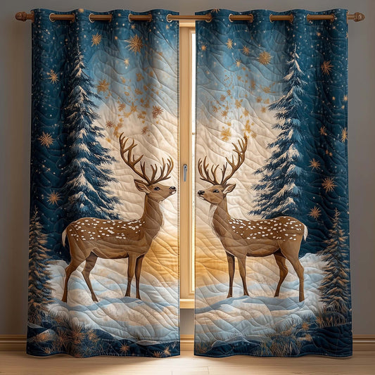 Snowfall Stag Quilted Curtains GFTOQM1672