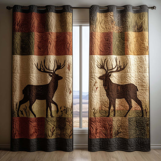 Rustic Stag Quilted Curtains GFTOQM1674