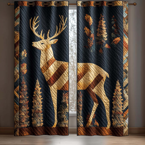 Patchwork Stag Quilted Curtains GFTOQM1675