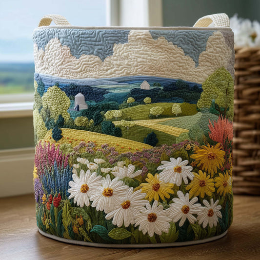 Daisy Meadow Quilted Laundry Basket GFTOQM1719
