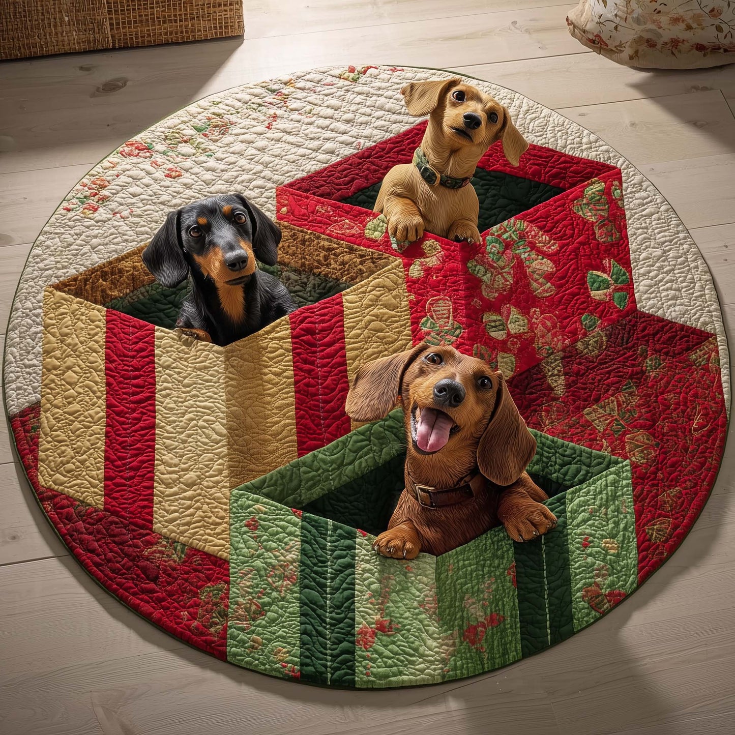 Dachshund Quilted Round Mat GFTOQM174
