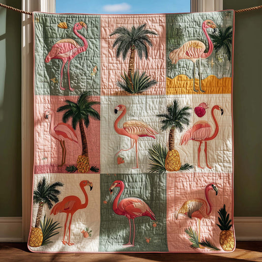 Palm Flamingo Quilted Blanket GFTOQM1754