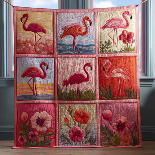 Flower Flamingo Quilted Blanket GFTOQM1755