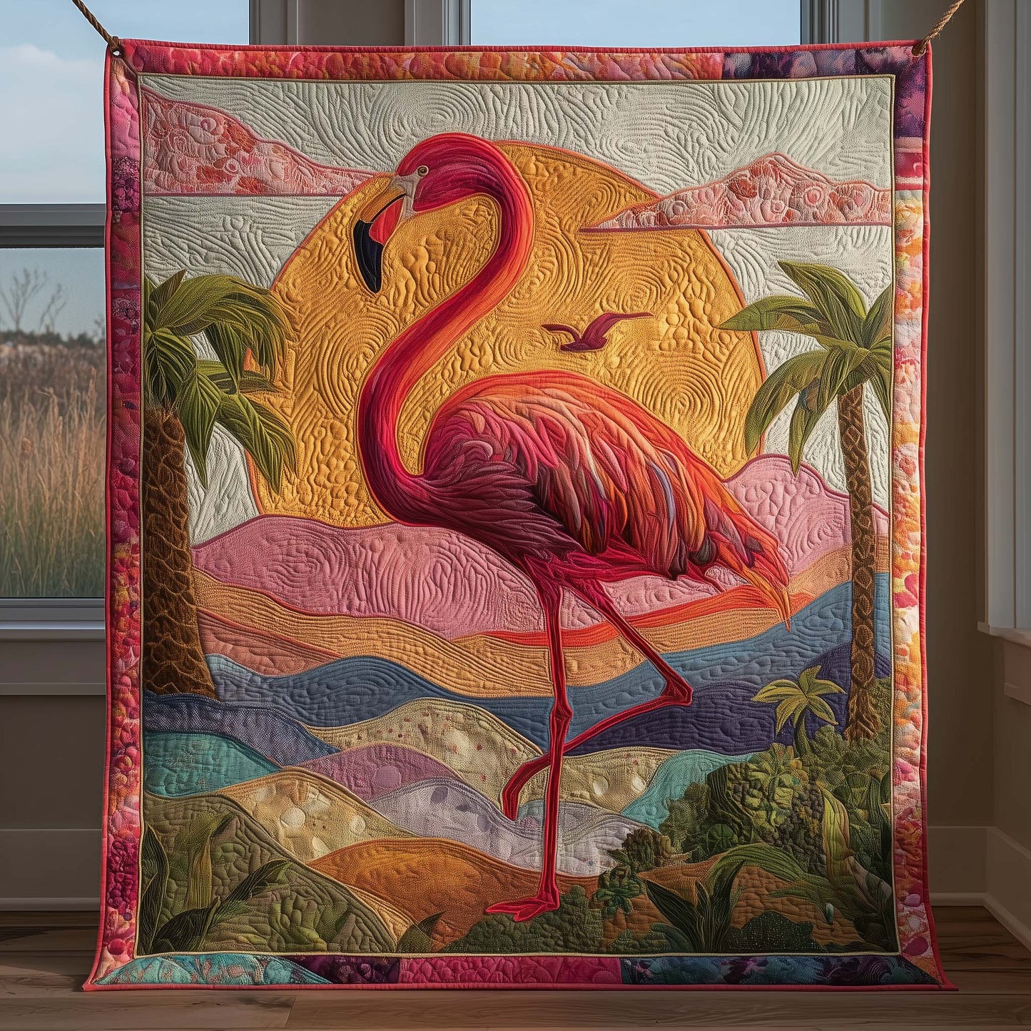 Sunset Flamingo Quilted Blanket GFTOQM1756