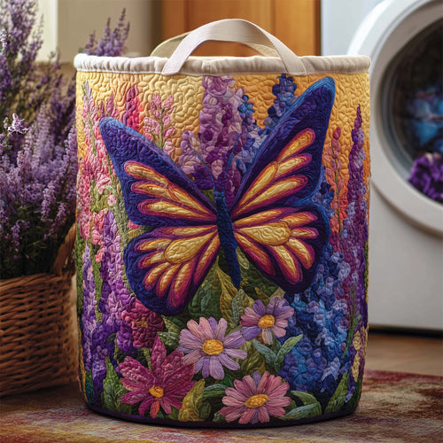 Violet Wings Quilted Laundry Basket GFTOQM1766