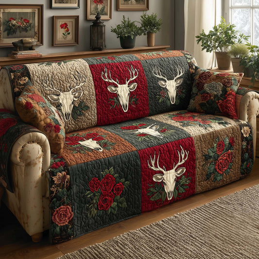Crimson Antlers Quilted Sofa Cover GFTOQM1772
