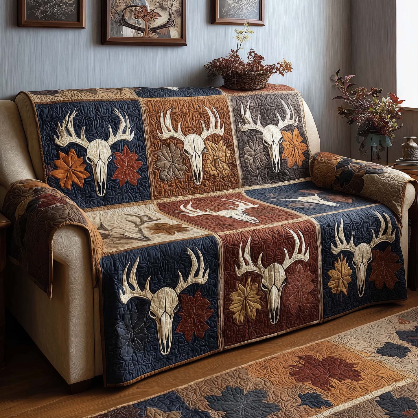 Harvest Skulls Quilted Sofa Cover GFTOQM1775