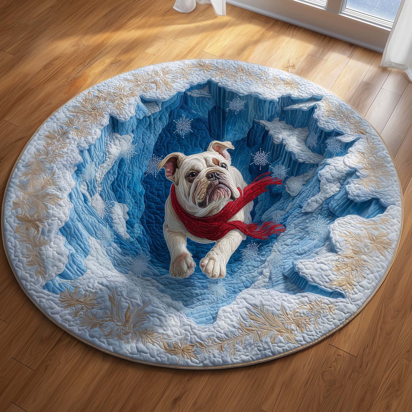 Wrinkled Bulldog Quilted Round Mat GFTOQM178