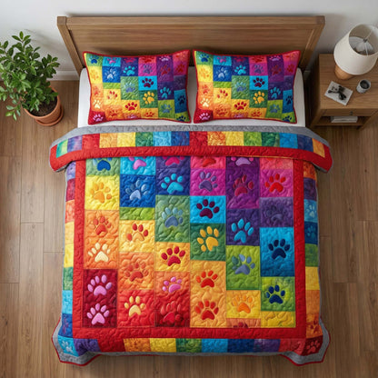 Rainbow Paws 3-Piece Quilted Bedding Set GFTOQM1817